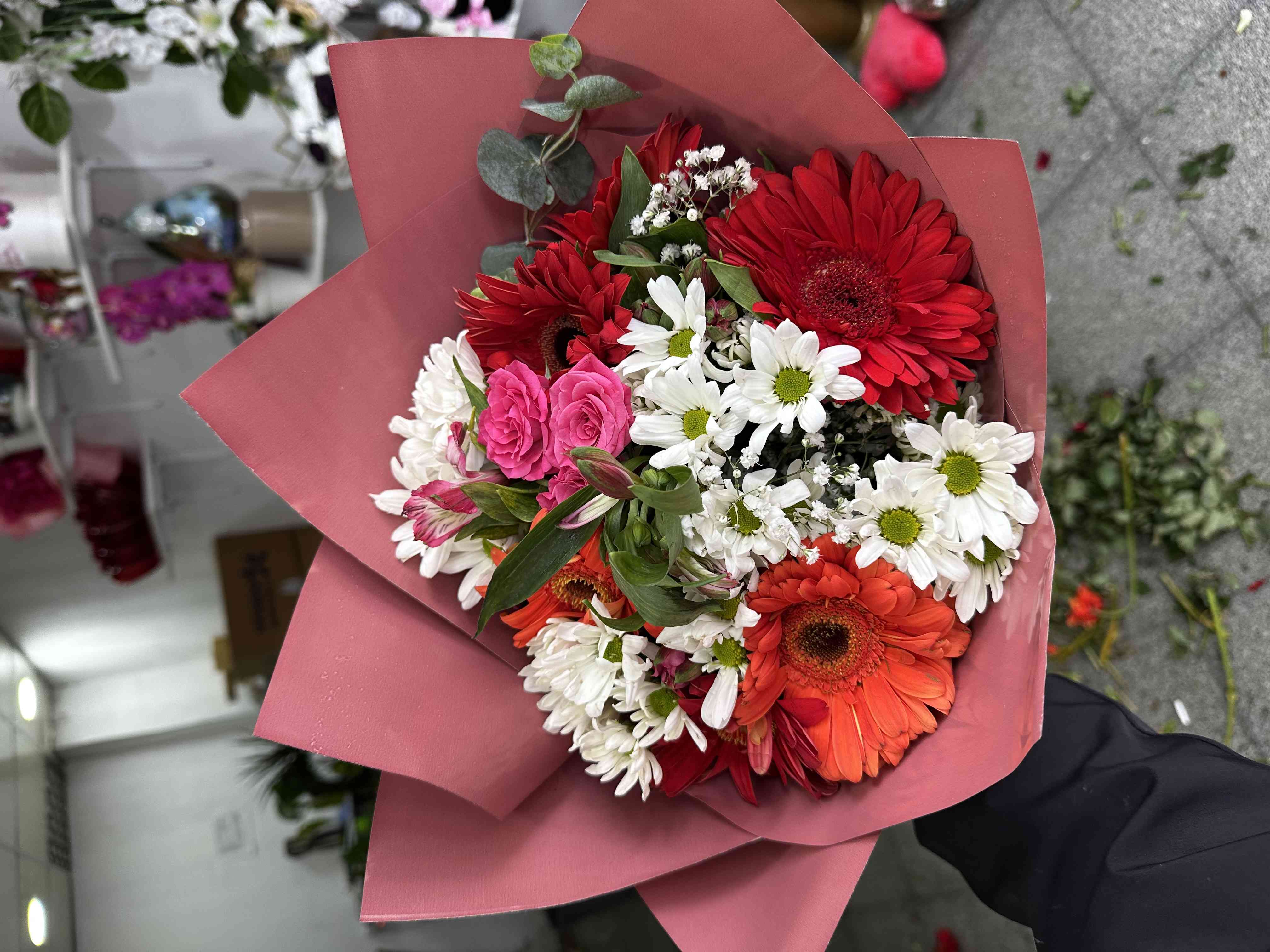 Papatya ve gerbera buketi 