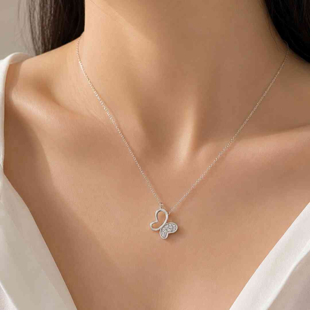 Zirkon Taşlı Kelebek Kolye